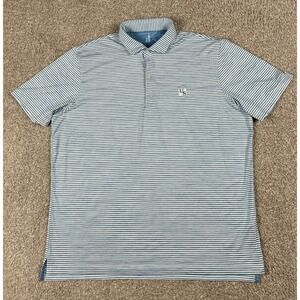 Johnnie-O Featherweight Polo Shirt Mens Extra Large Blue Striped Golf Stretch XL